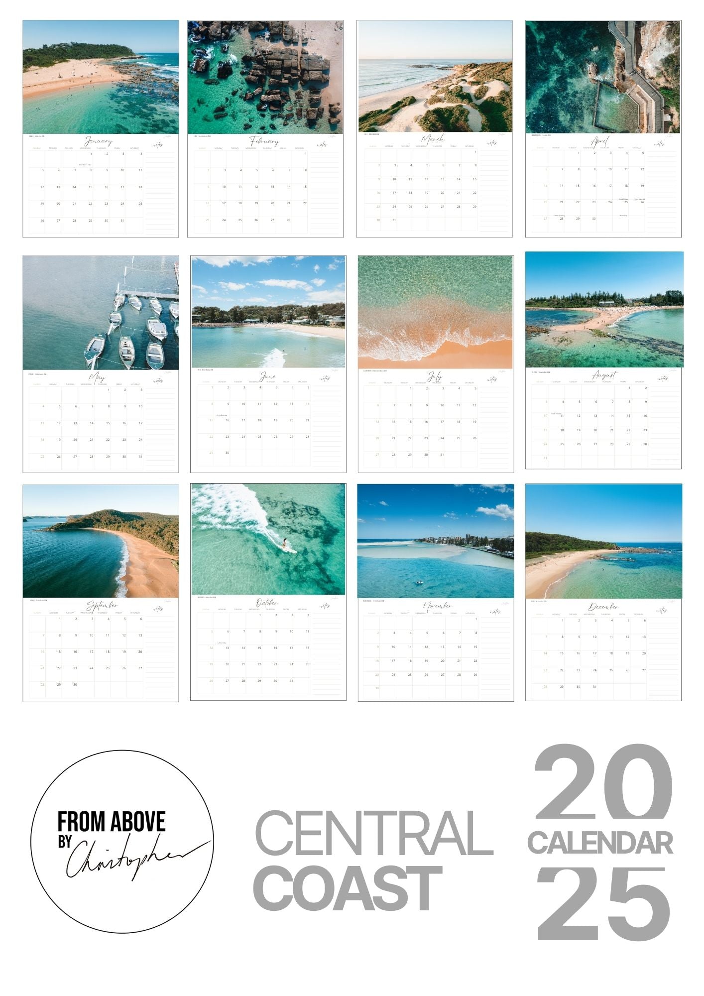 Central Coast 2025 Calendar – Aerial Coastal Photography