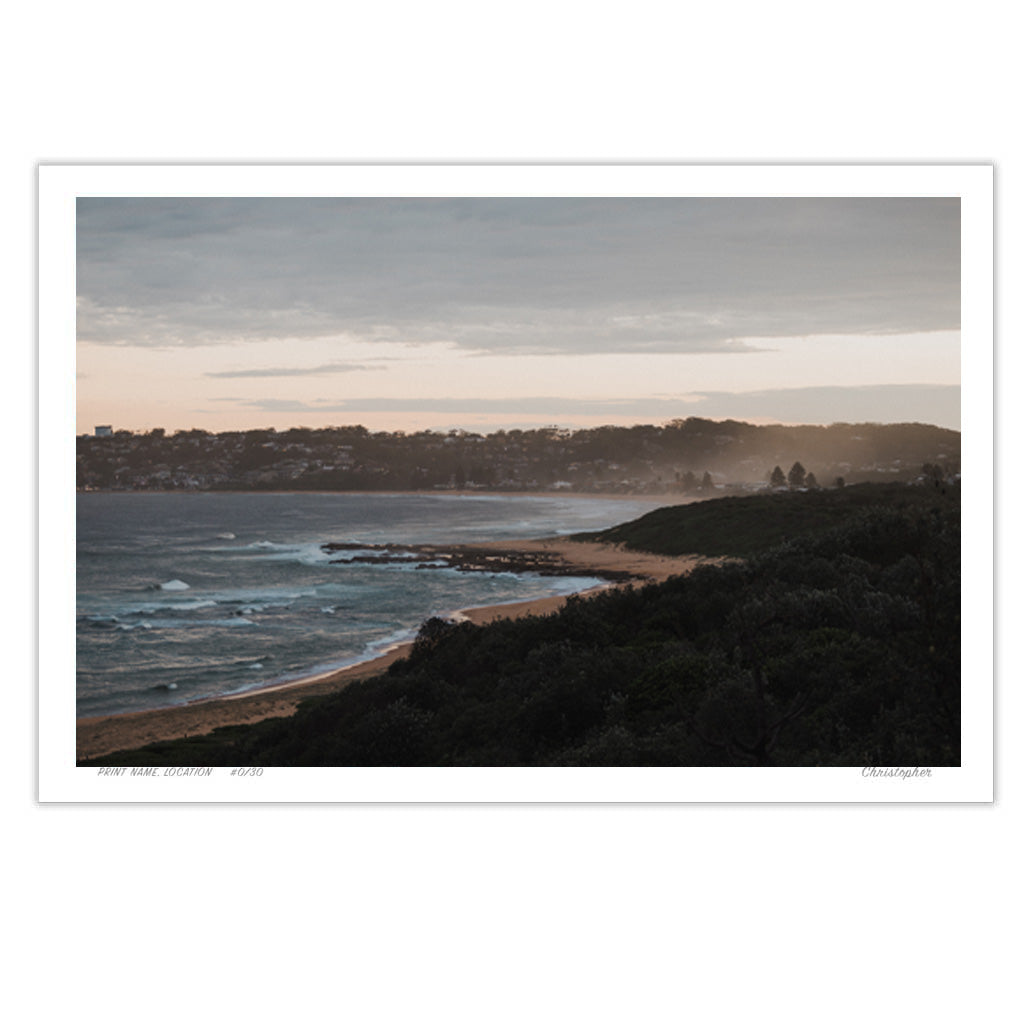 Golden Glow – Aerial Coastal Print of Spoon Bay, Central Coast