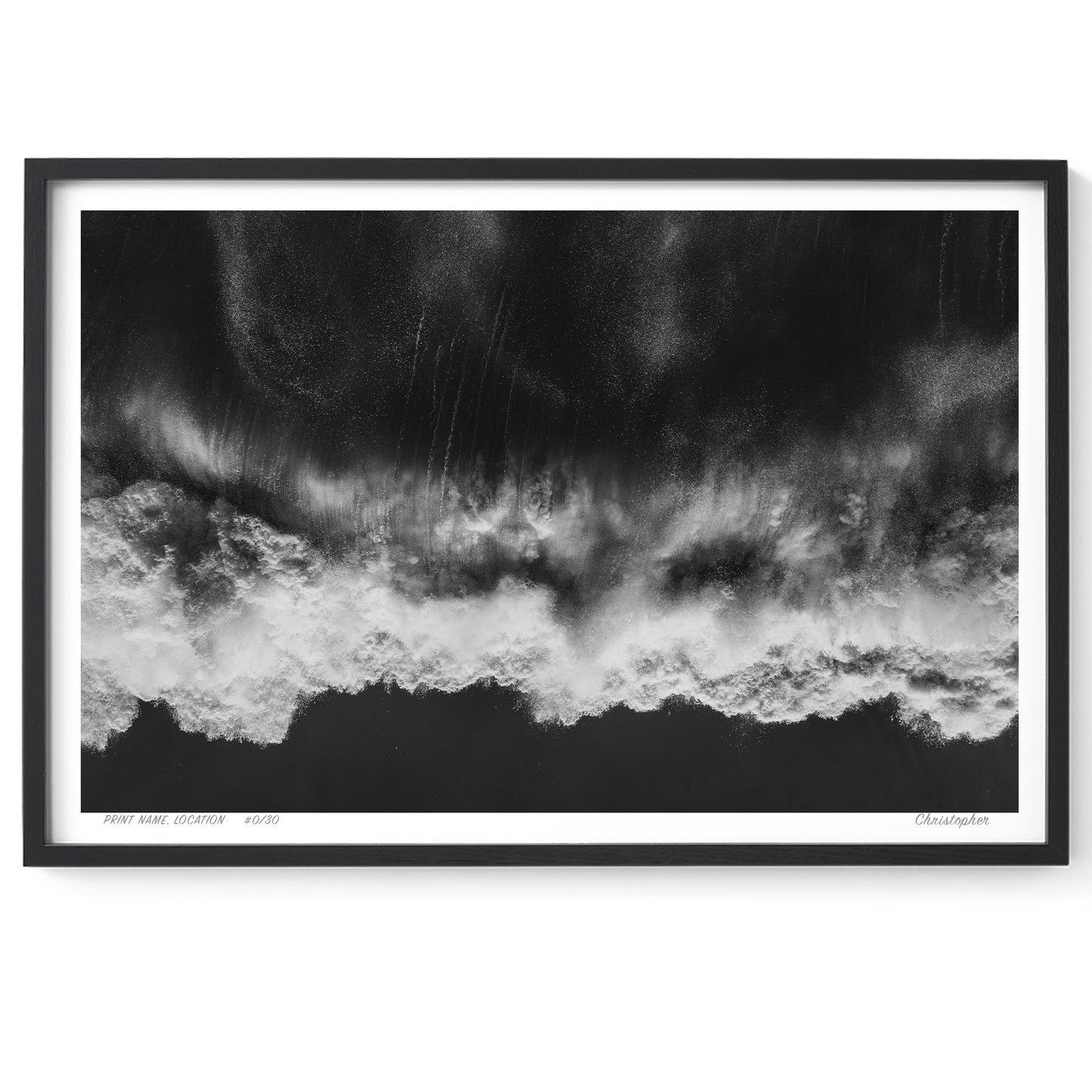 Power and Poise - Black and White Aerial Print of Avoca Beach, NSW