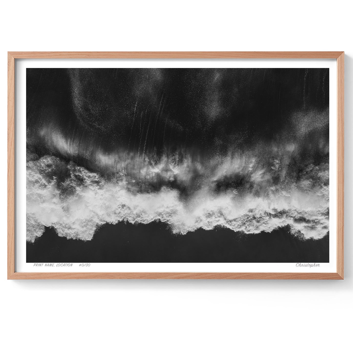 Power and Poise - Black and White Aerial Print of Avoca Beach, NSW