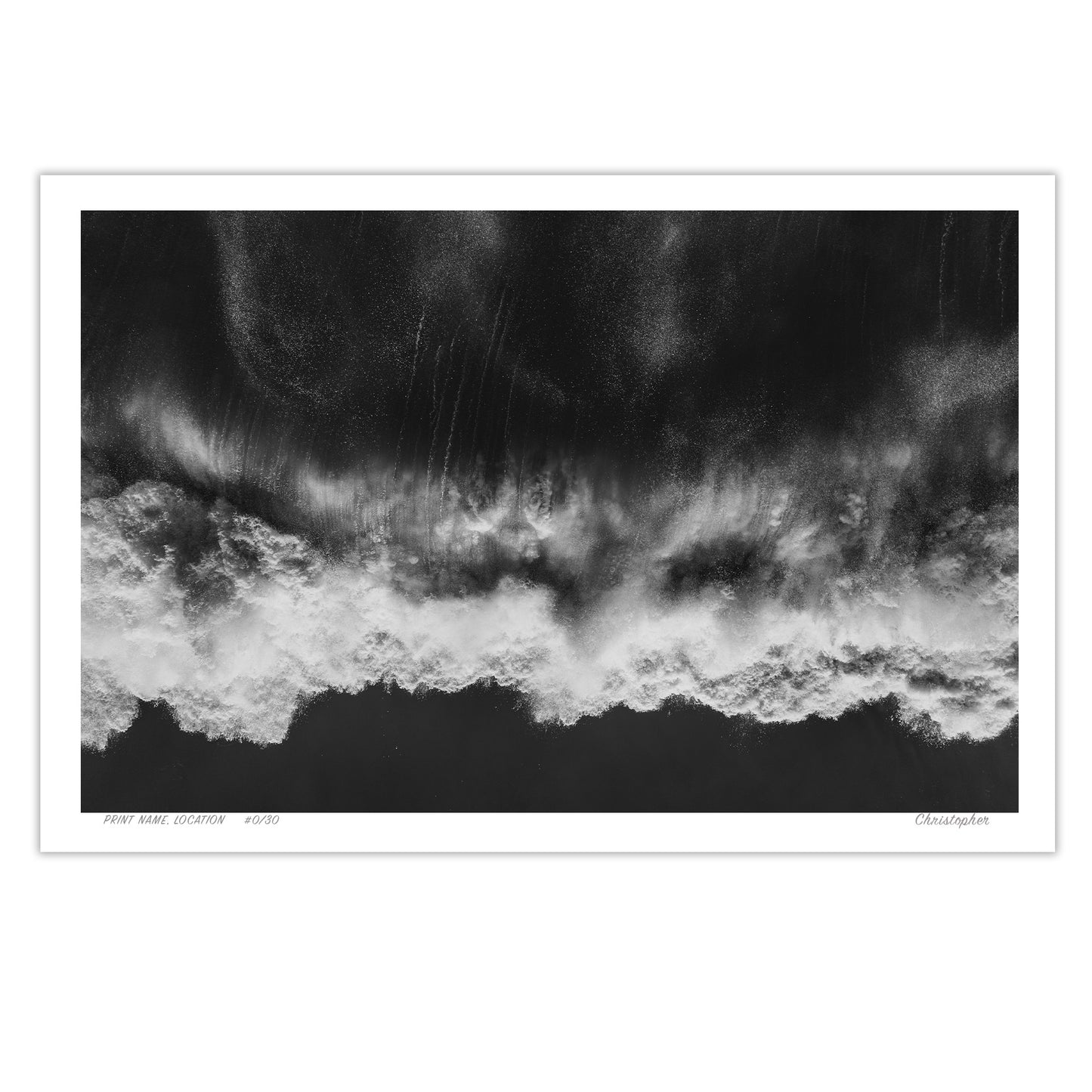 Power and Poise - Black and White Aerial Print of Avoca Beach, NSW