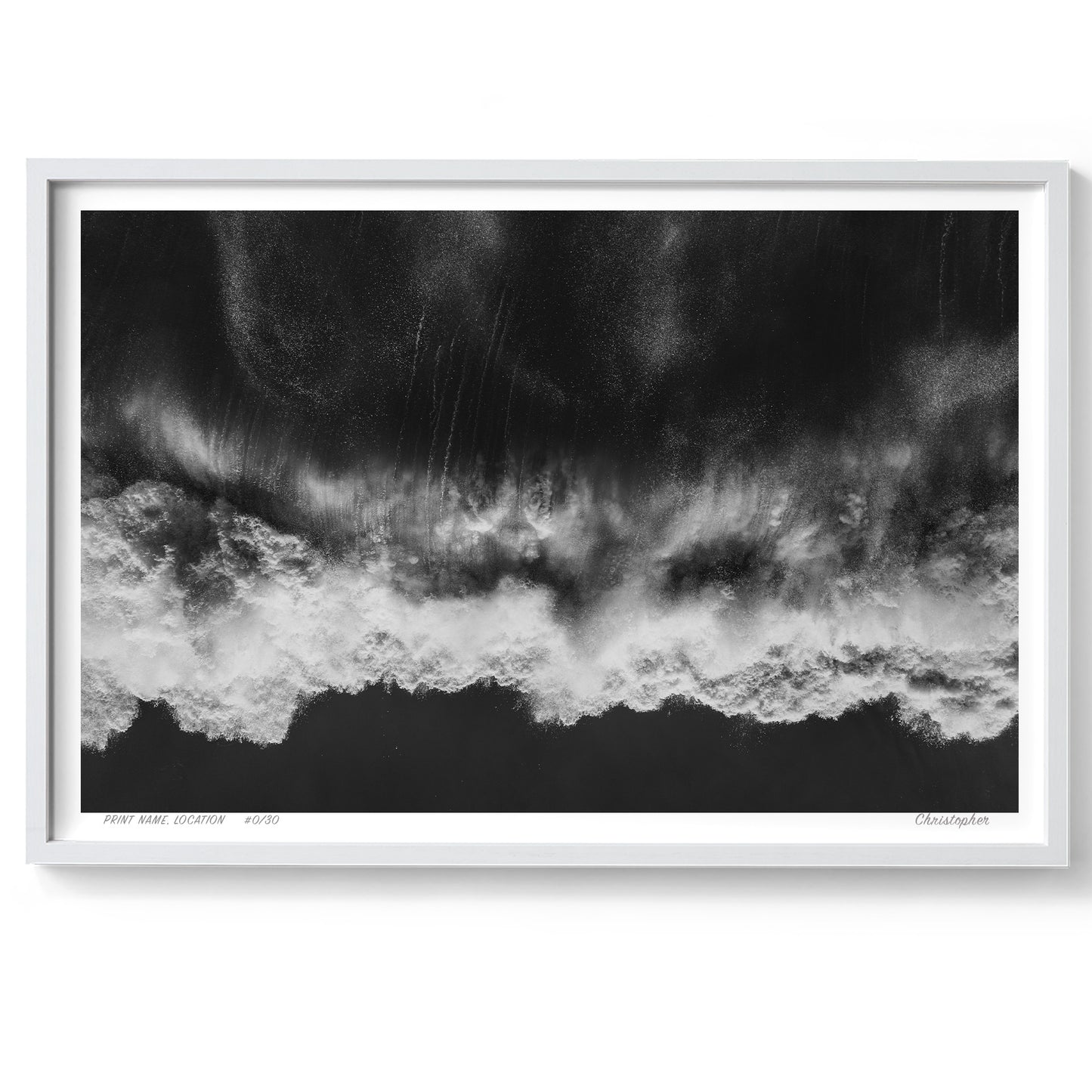 Power and Poise - Black and White Aerial Print of Avoca Beach, NSW