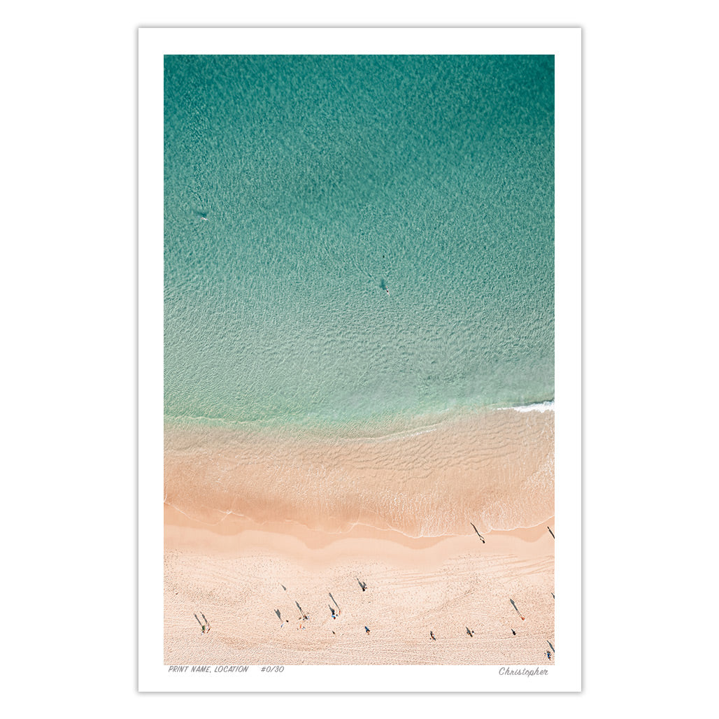 Shoreline Serenity - Aerial Beach Print of Bondi, Sydney