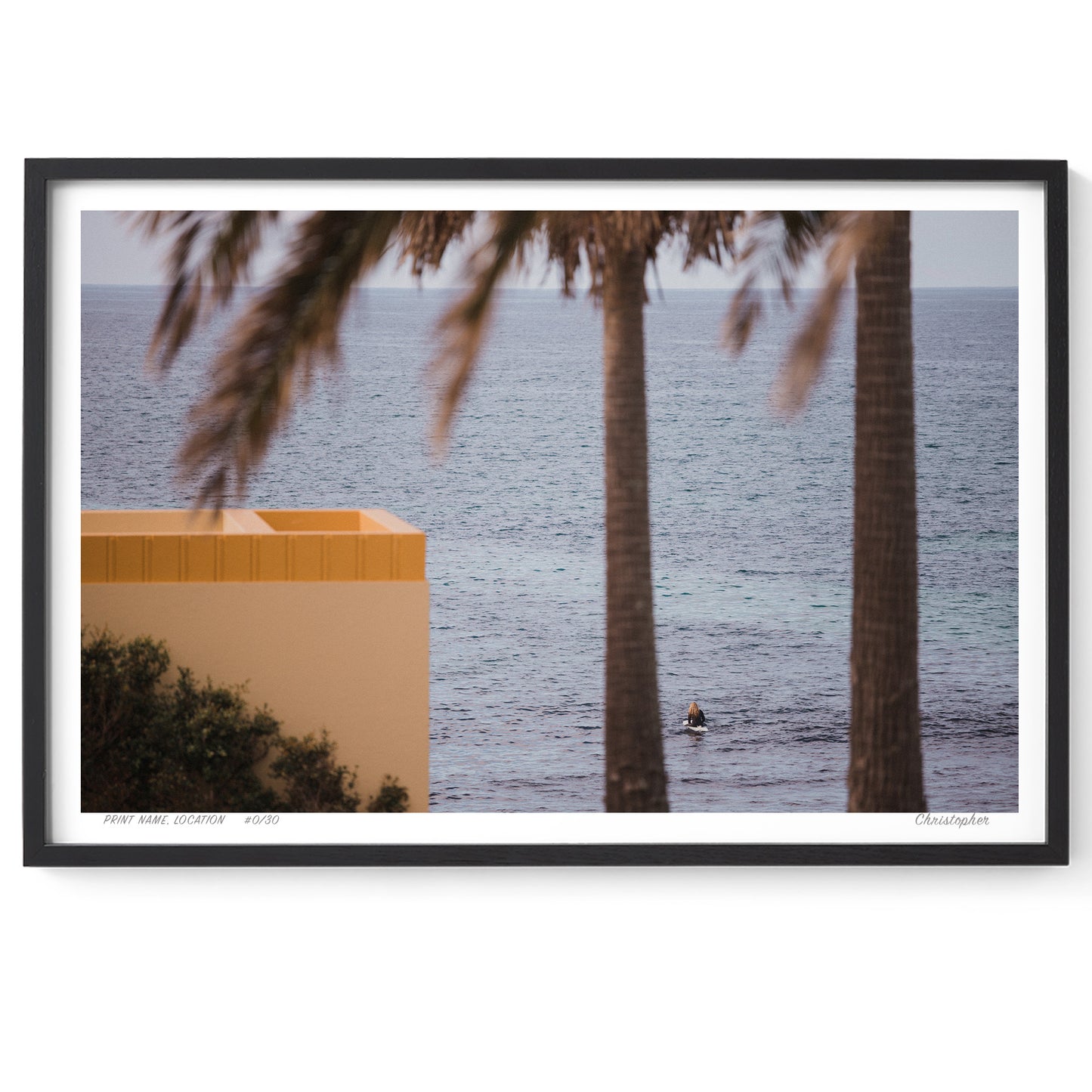 Ocean Glimpse - Palm-Framed Surfing Print of Cronulla, Sydney