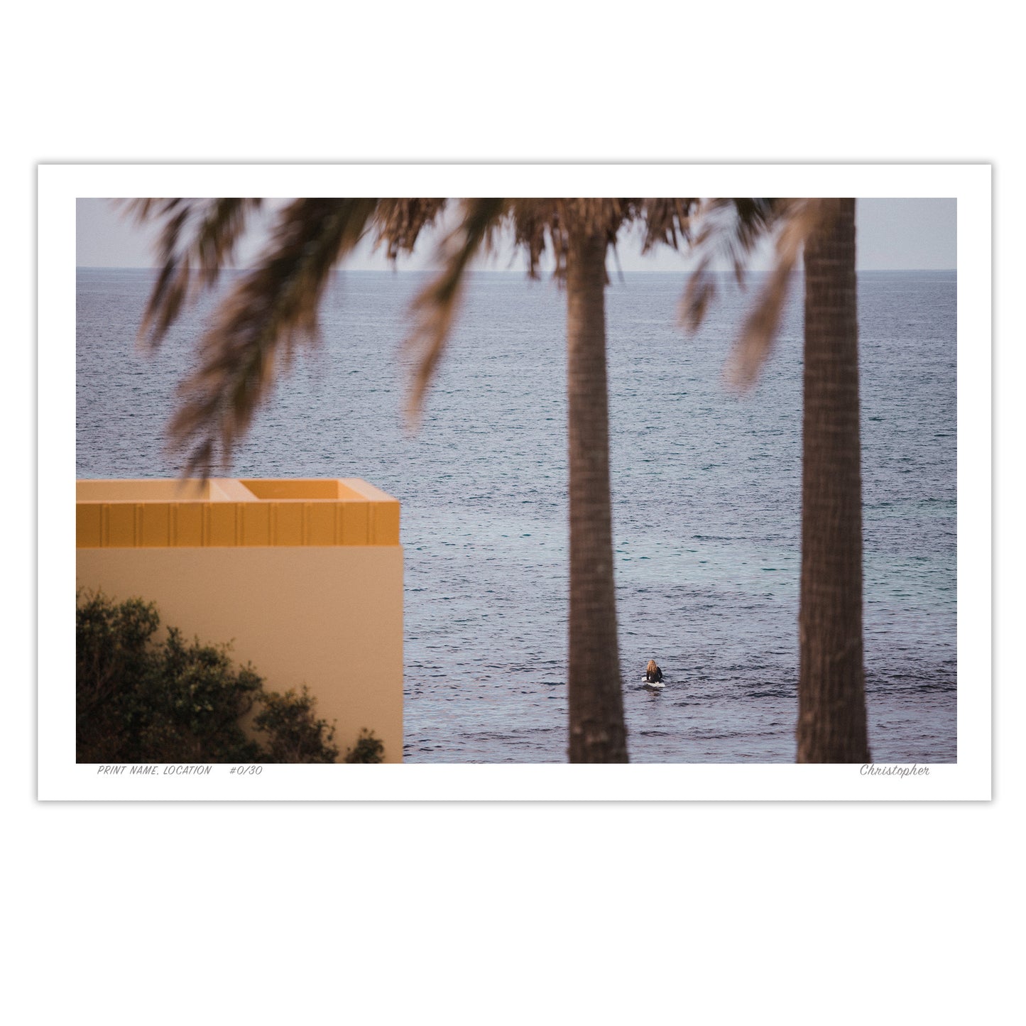 Ocean Glimpse - Palm-Framed Surfing Print of Cronulla, Sydney
