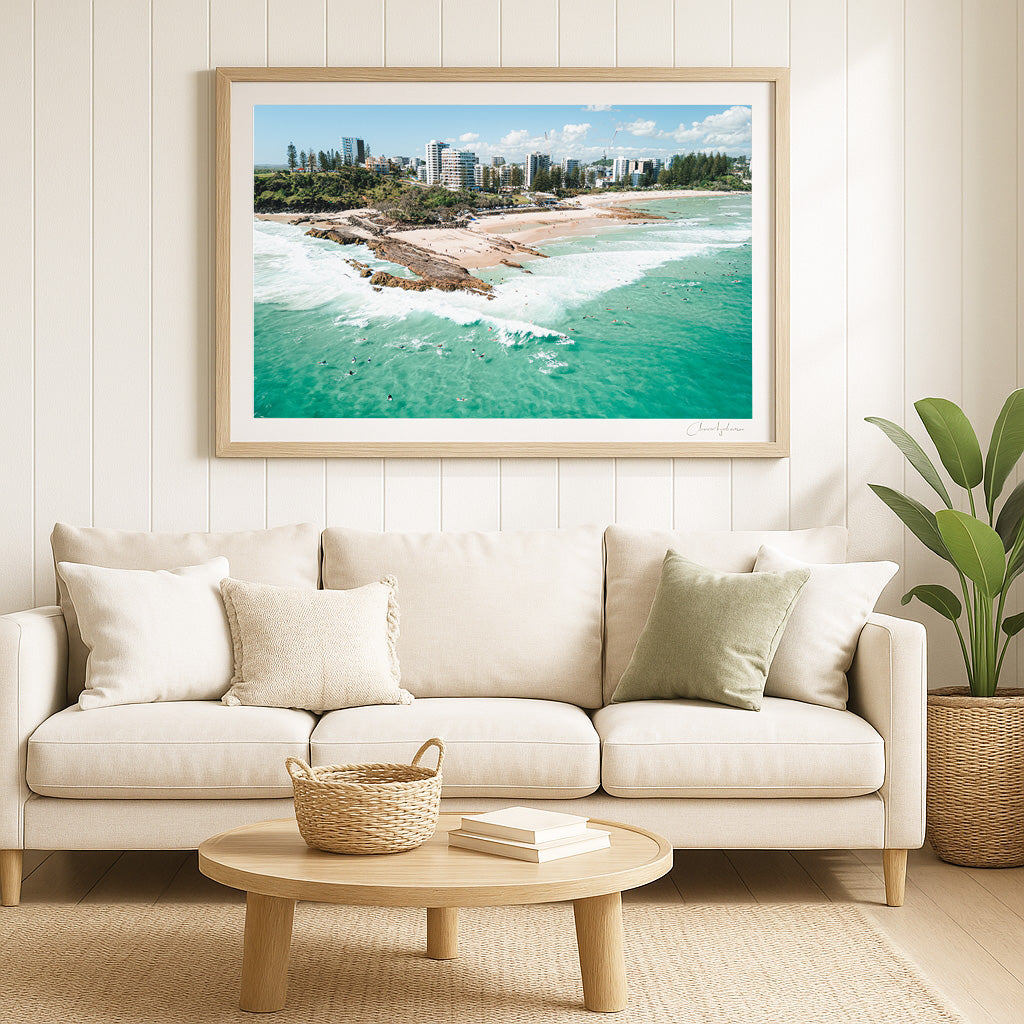 Snapper Line - Coastal Print of Snapper Rocks, Coolangatta, QLD