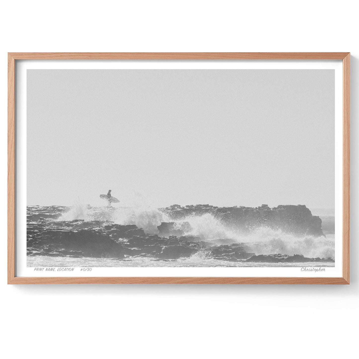 Surfer Rocks – Black & White Coastal Print of North Avoca Beach, NSW