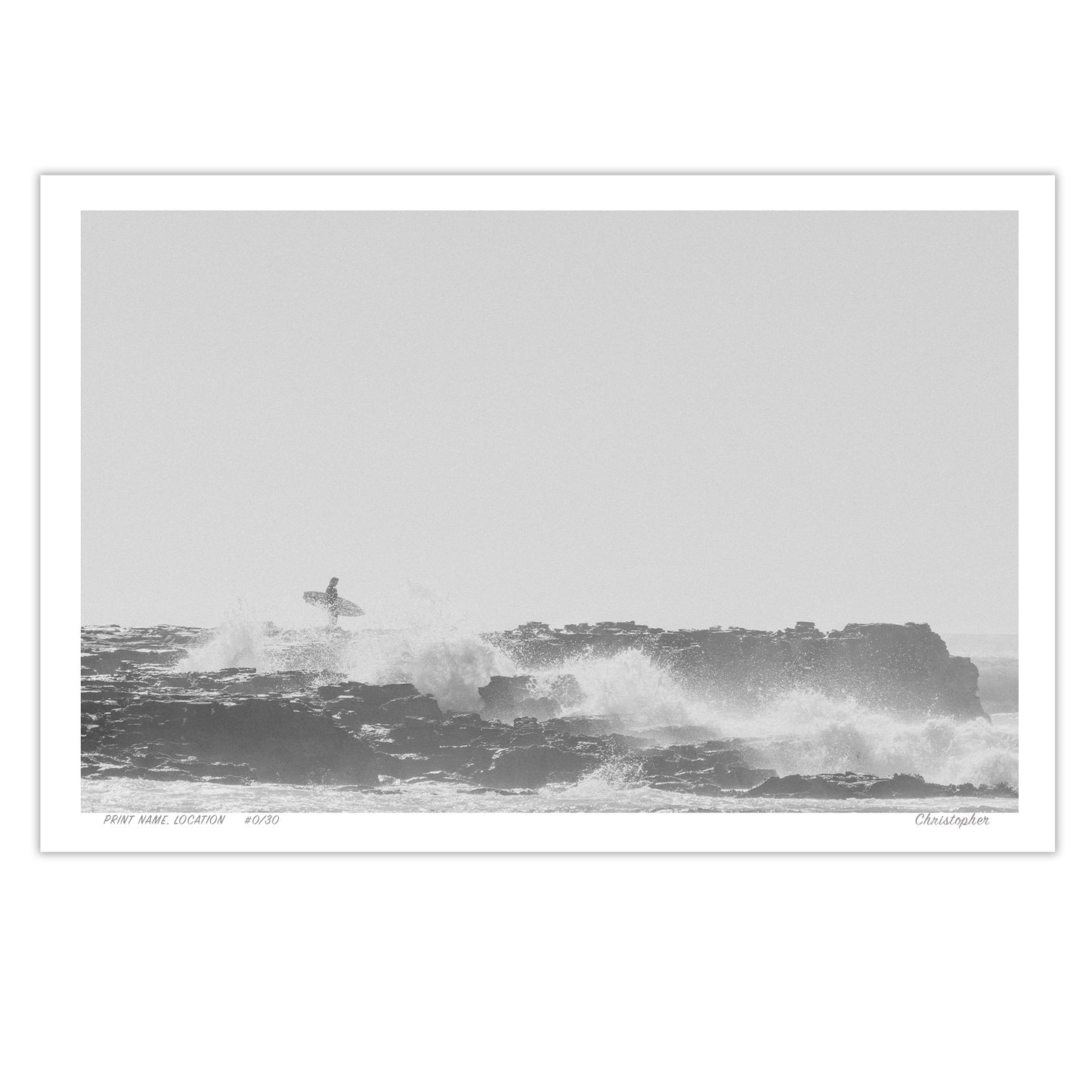 Surfer Rocks – Black & White Coastal Print of North Avoca Beach, NSW