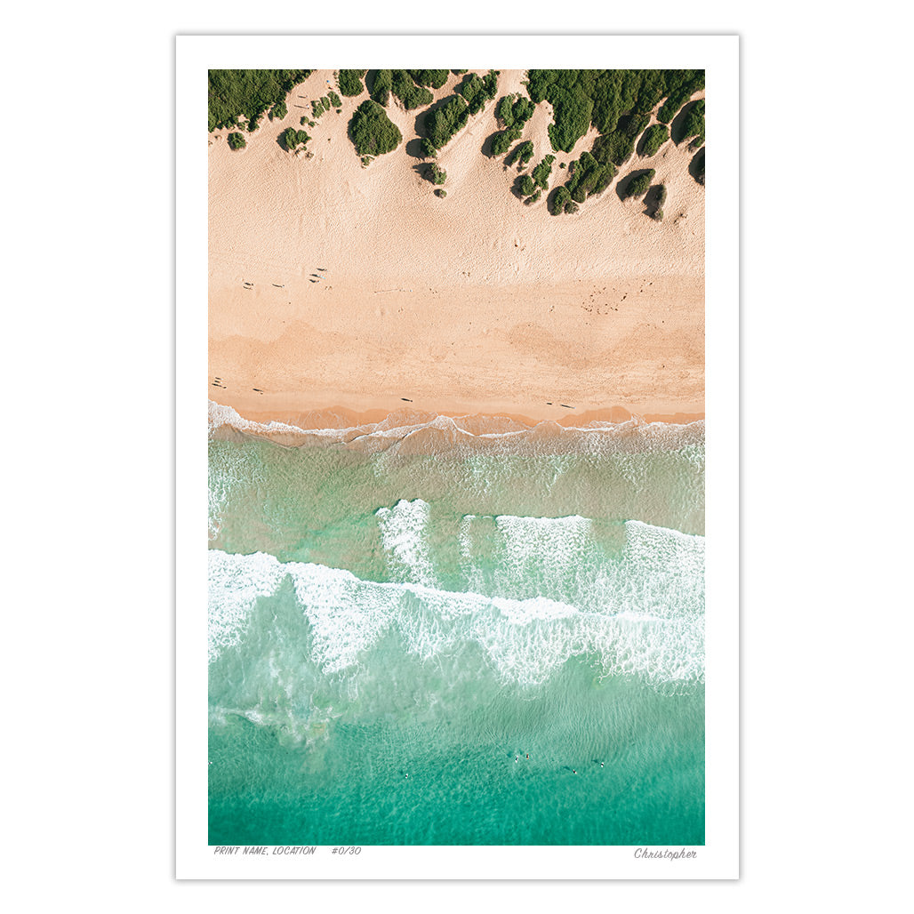 Land and Sea – Aerial Coastal Print of Shelly Beach, Central Coast