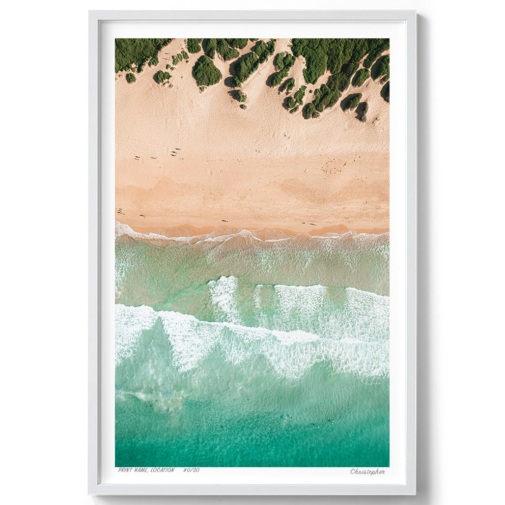 Land and Sea – Aerial Coastal Print of Shelly Beach, Central Coast