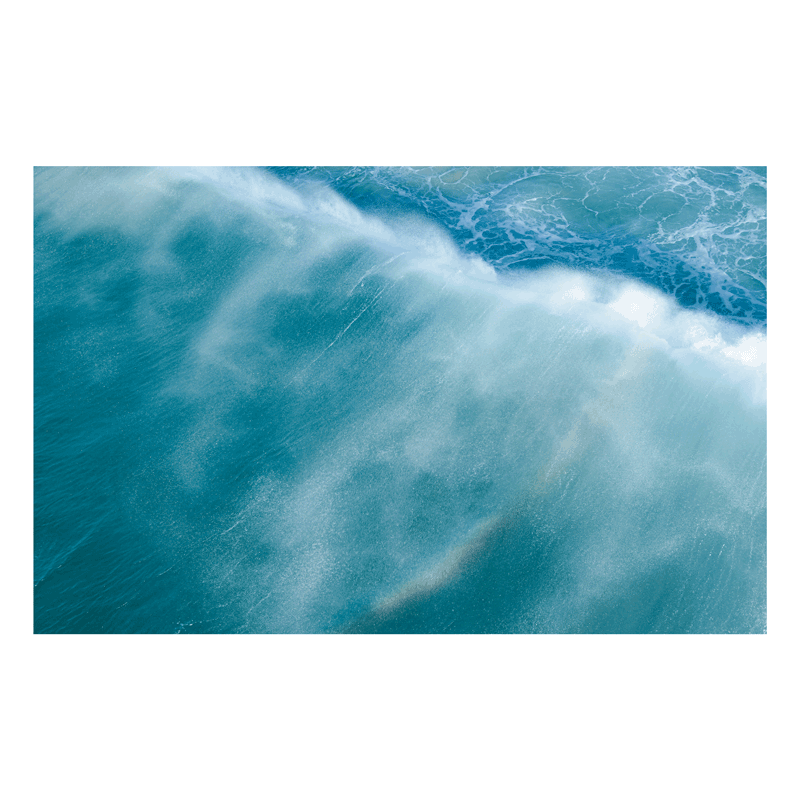 A stunning aerial ocean print of South West Rocks, NSW, showcasing rolling waves, misty sea spray, and the raw power of the ocean.