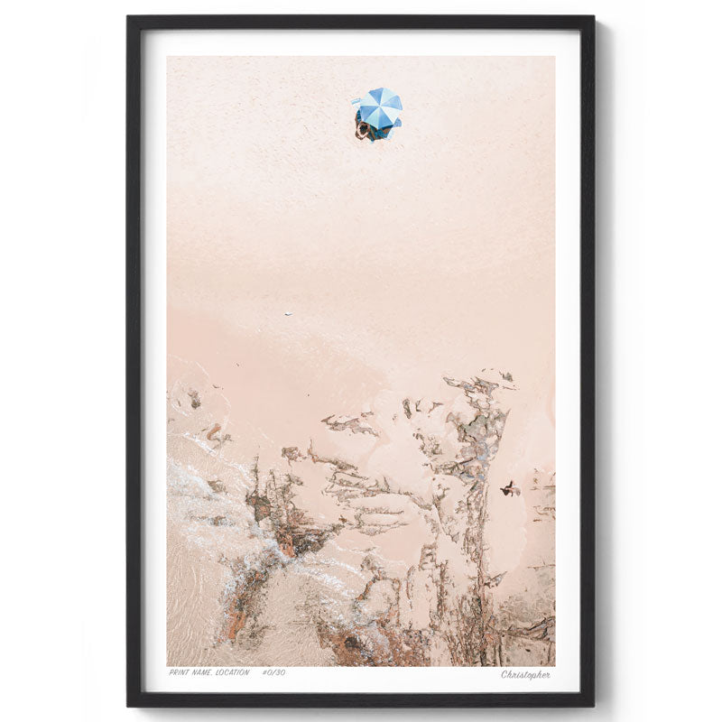 Below – Minimalist Aerial Print of Spoon Bay, Central Coast