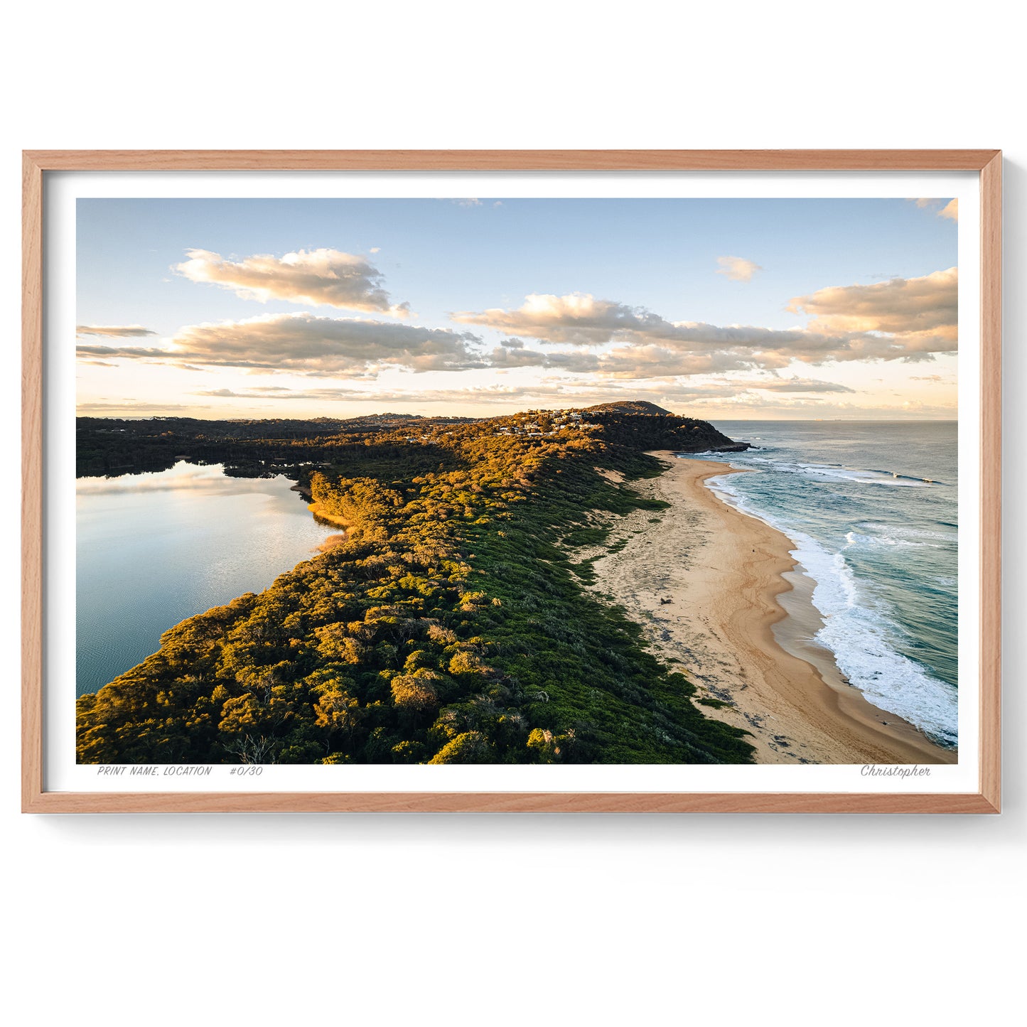 Golden Ridge – Aerial Coastal Print of Spoon Bay, Central Coast