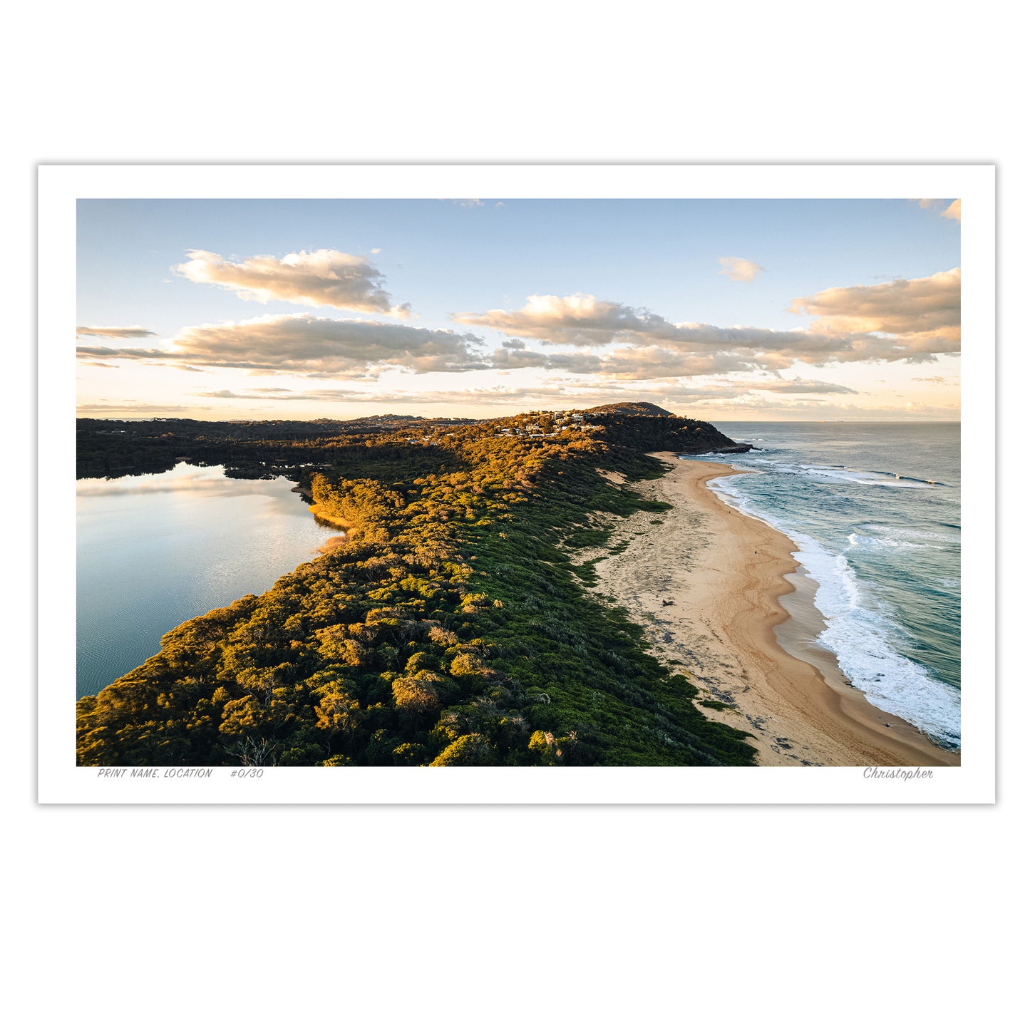 Golden Ridge – Aerial Coastal Print of Spoon Bay, Central Coast
