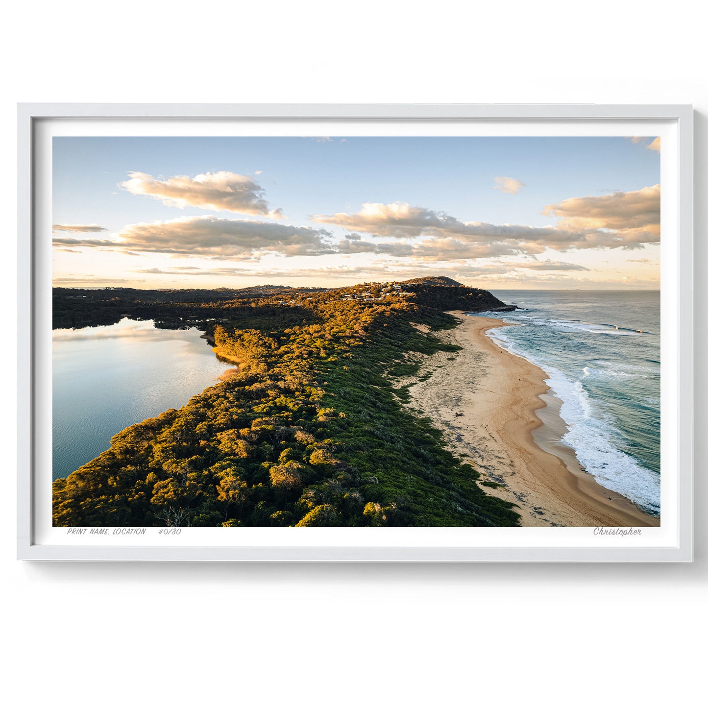 Golden Ridge – Aerial Coastal Print of Spoon Bay, Central Coast