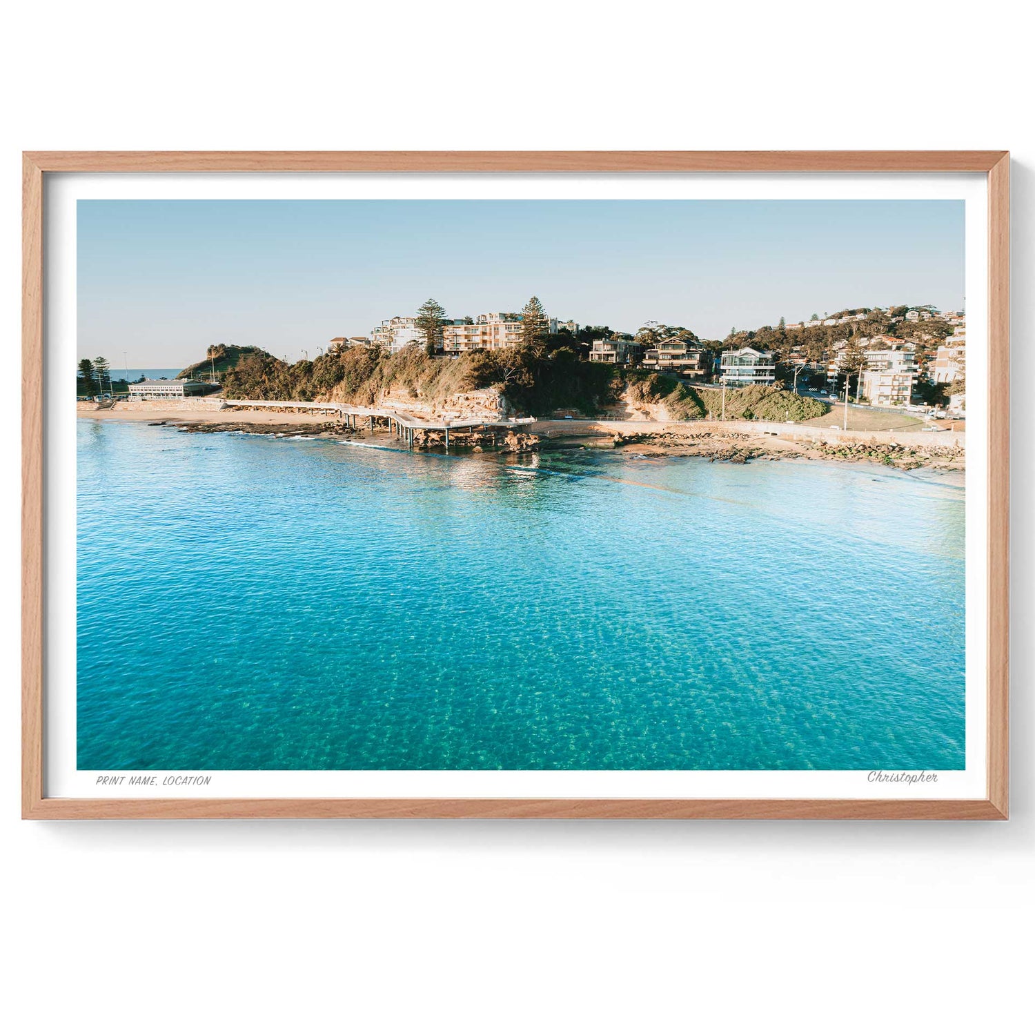 Aerial view of Terrigal beach and headland, NSW Central Coast wall art print