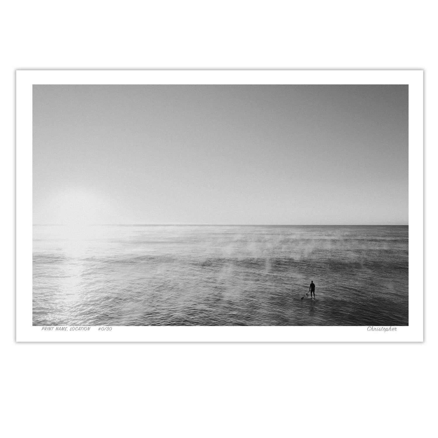 Black and white coastal photography print with ocean textures