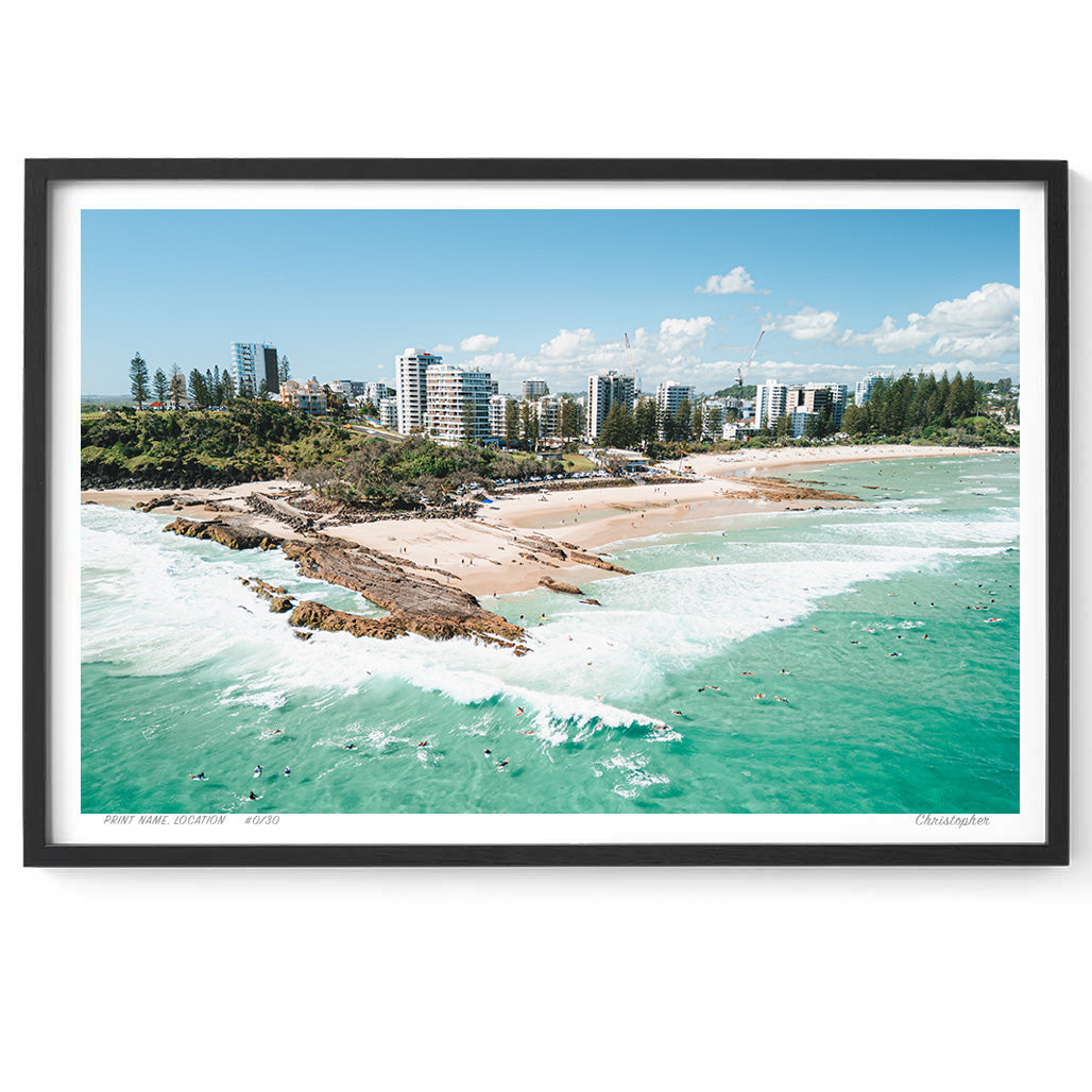 Snapper Line - Coastal Print of Snapper Rocks, Coolangatta, QLD