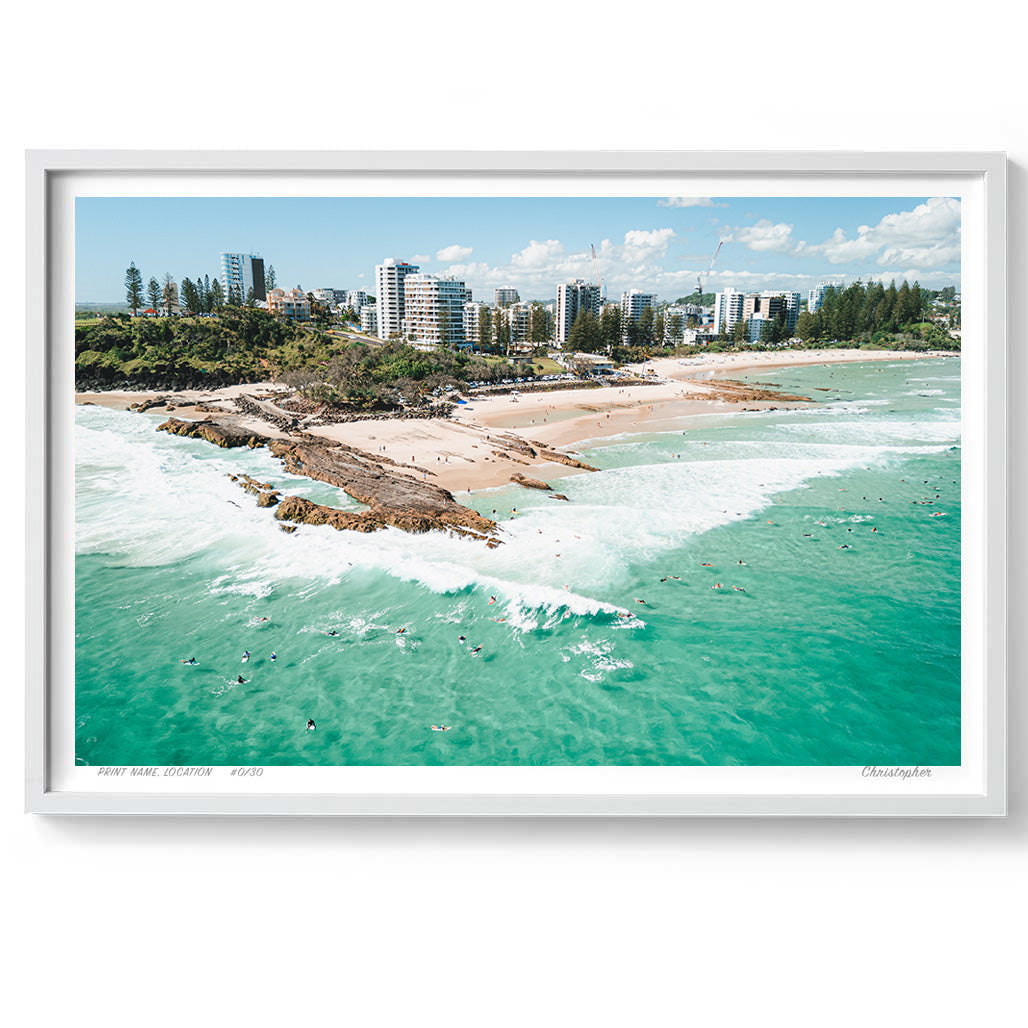 Snapper Line - Coastal Print of Snapper Rocks, Coolangatta, QLD