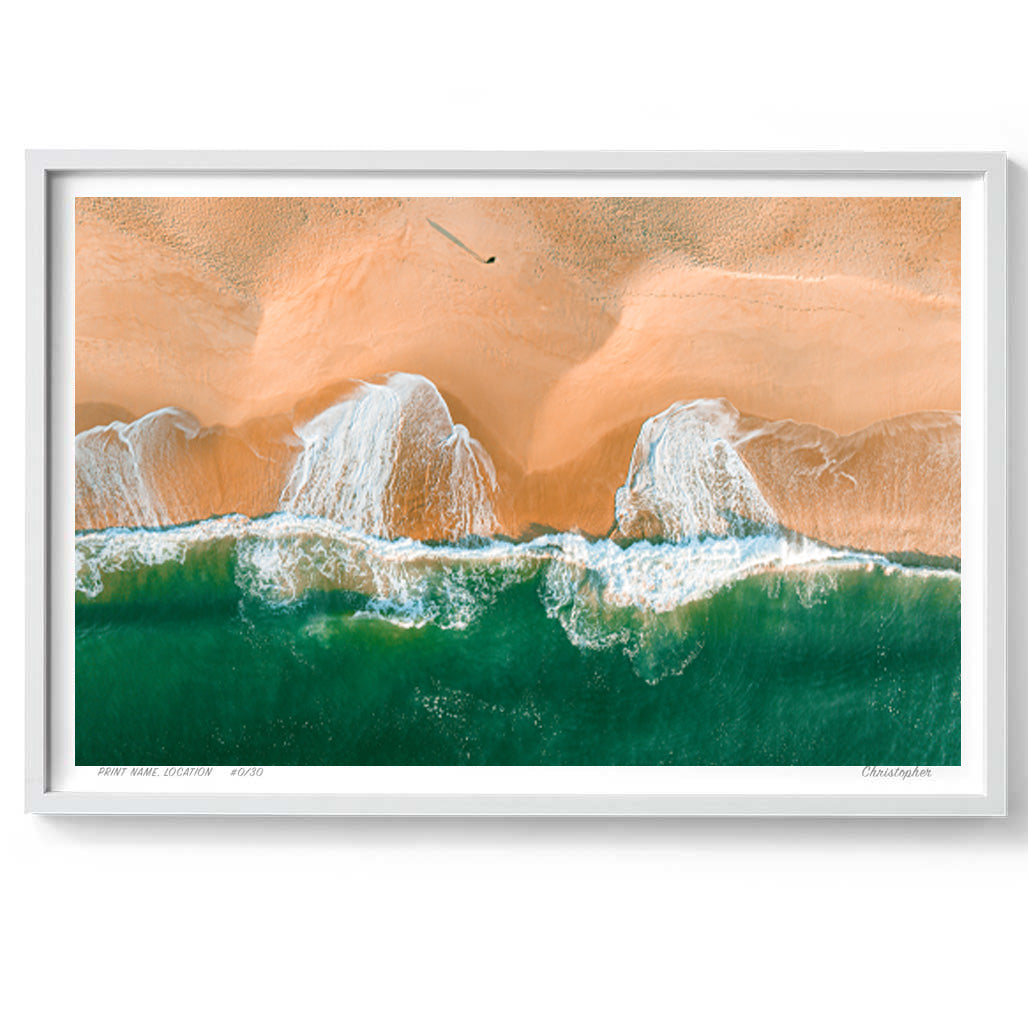 Liquid Lines – Aerial Coastal Print of Pearl Beach & Lion Island, NSW