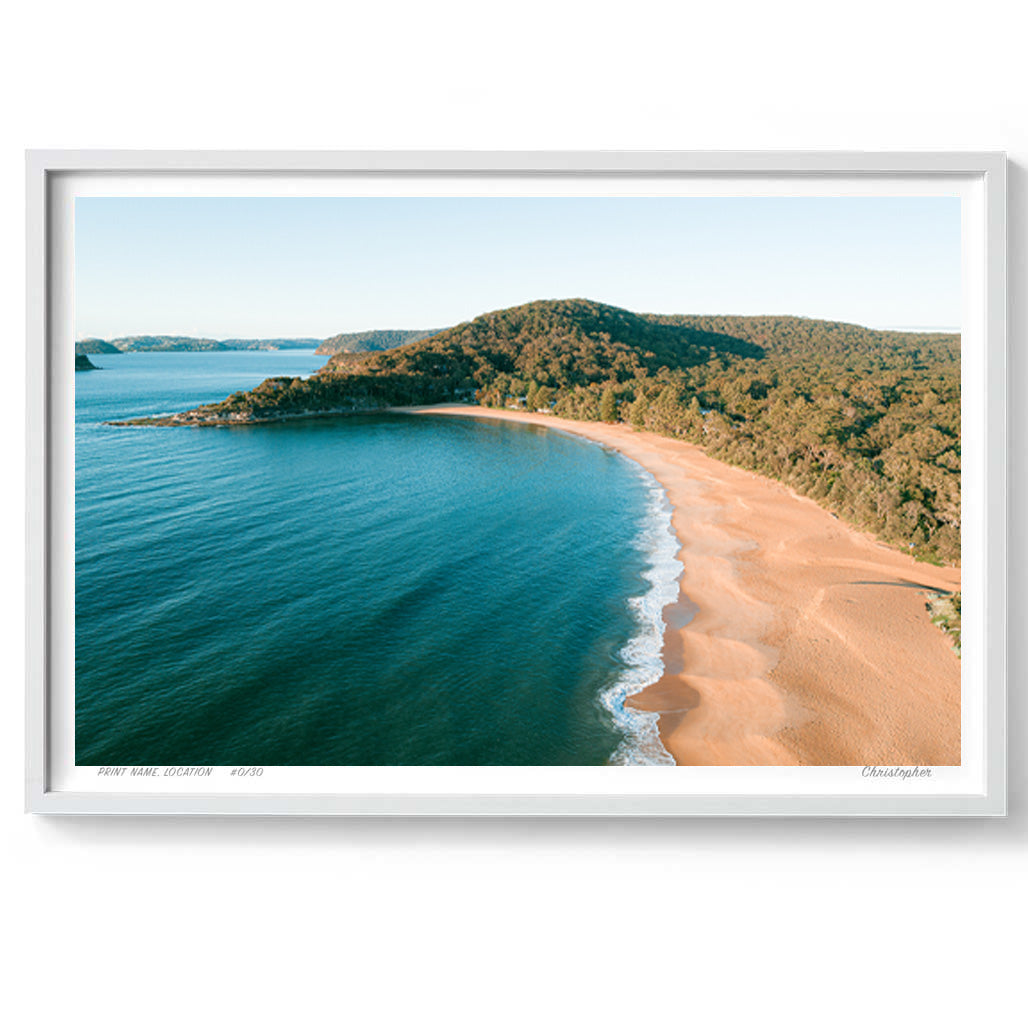 Monday – Aerial Coastal Print of Pearl Beach & Lion Island, NSW