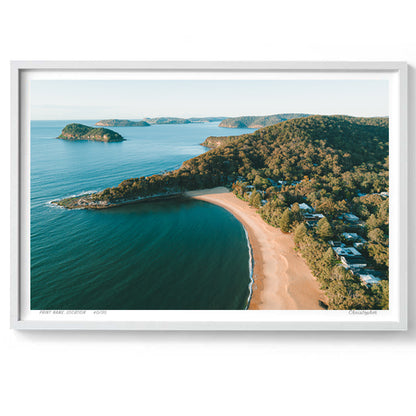 Pearls in the distance – Aerial Coastal Print of Pearl Beach & Lion Island, NSW