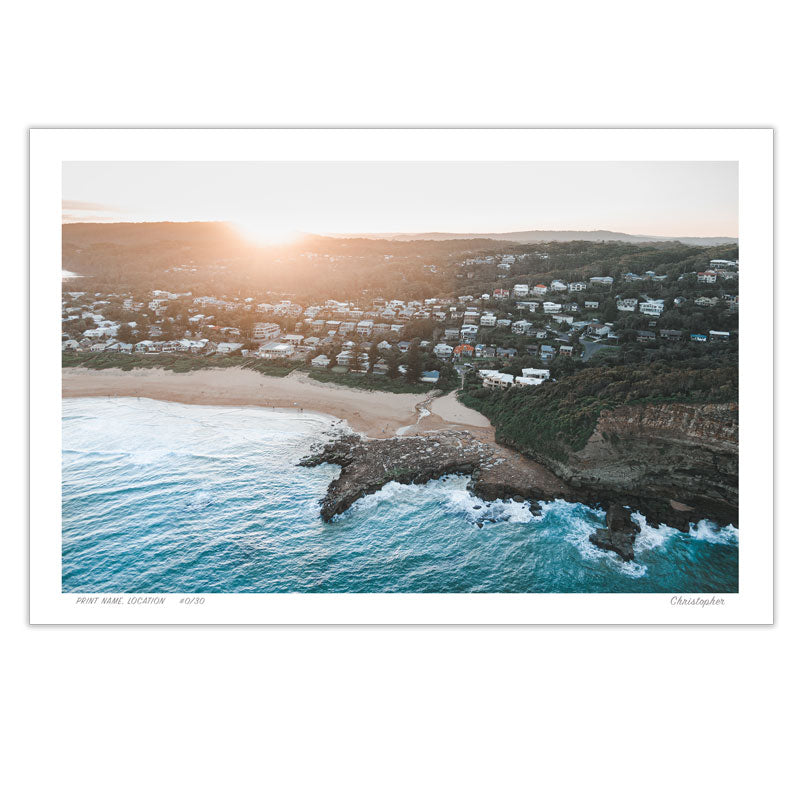 Afternoon Sunset – Aerial Print of North Avoca Beach, NSW
