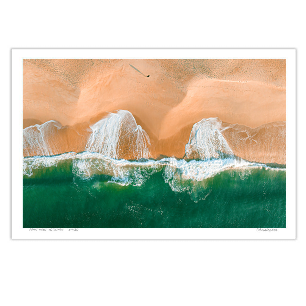 Liquid Lines – Aerial Coastal Print of Pearl Beach & Lion Island, NSW