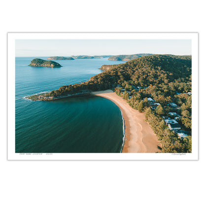Pearls in the distance – Aerial Coastal Print of Pearl Beach & Lion Island, NSW