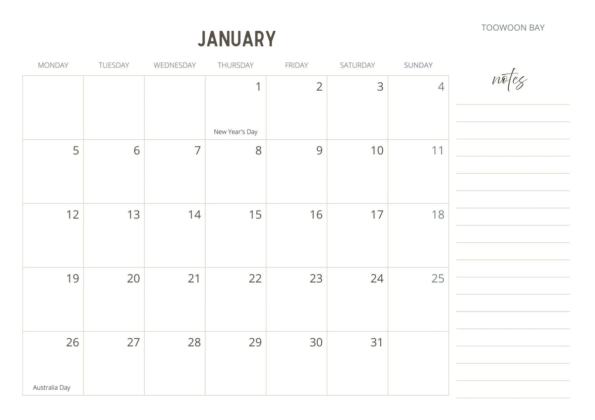 Central Coast NSW 2026 Wall Calendar – Coastal Australian Beaches Print - From Above Images