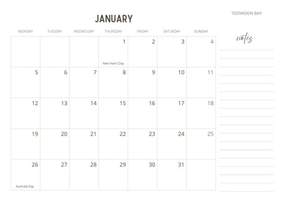 Central Coast NSW 2026 Wall Calendar – Coastal Australian Beaches Print - From Above Images