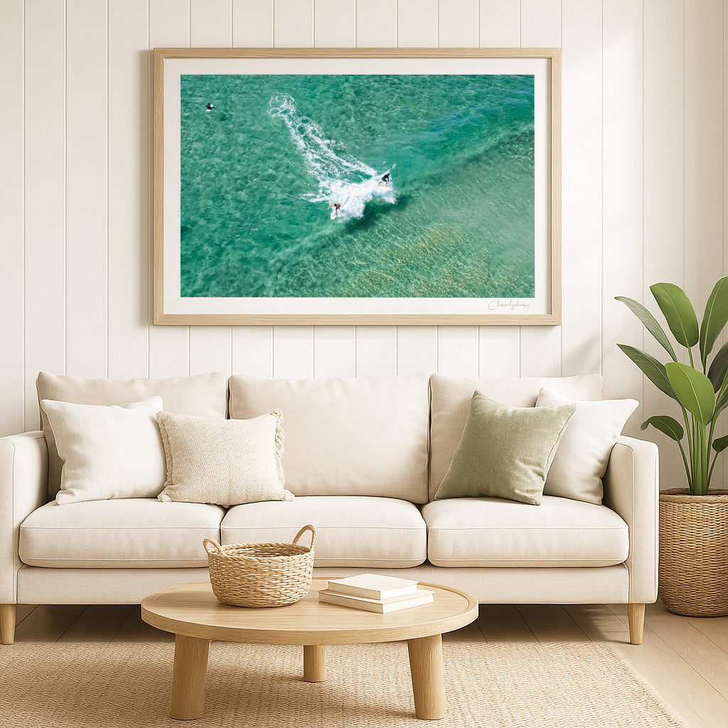 Split Decision – Fine Art Aerial Coastal Print of Wamberal Beach, NSW