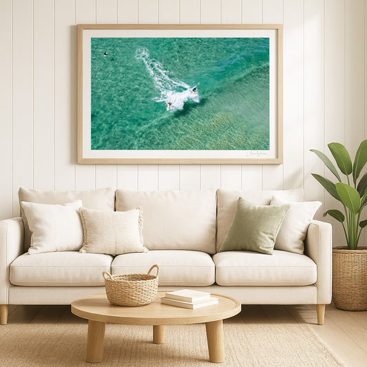 Split Decision – Fine Art Aerial Coastal Print of Wamberal Beach, NSW