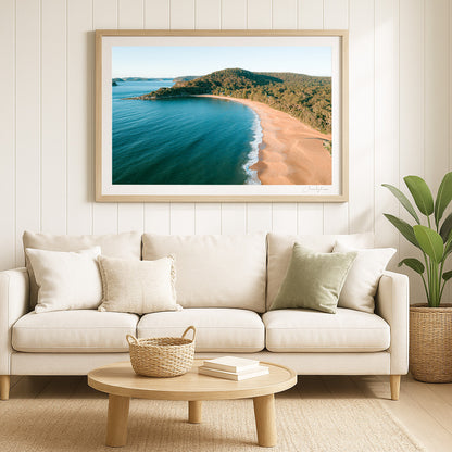 Monday – Aerial Coastal Print of Pearl Beach & Lion Island, NSW