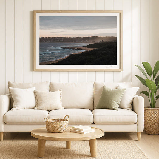 Golden Glow  – Aerial Coastal Print of Spoon Bay, Central Coast