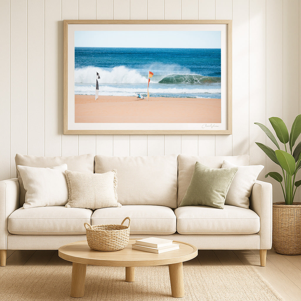 Rolling Sets – Fine Art Aerial Coastal Print of Wamberal Beach, NSW