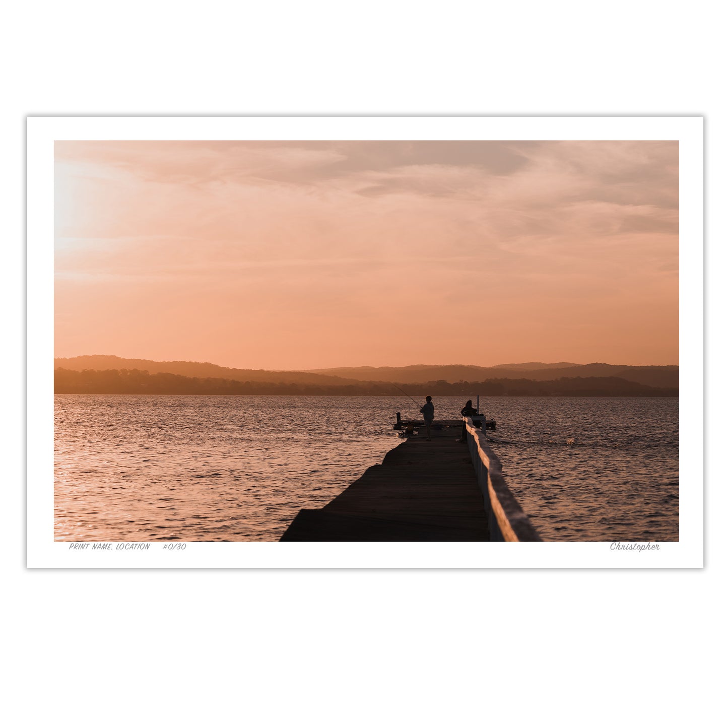 Fishing at Sunset – Coastal Print of Long Jetty, NSW