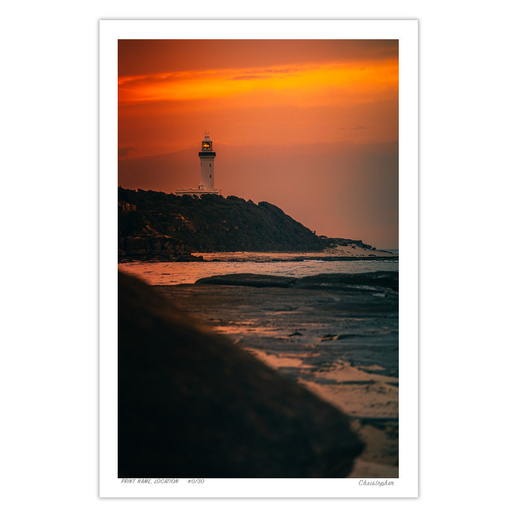 Magenta – Lighthouse Sunset Print of Norah Head, NSW