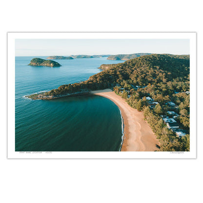 Pearls in the distance – Aerial Coastal Print of Pearl Beach & Lion Island, NSW Print - From Above Images